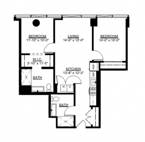 the floor plan of the residence has a mix of bedrooms and baths